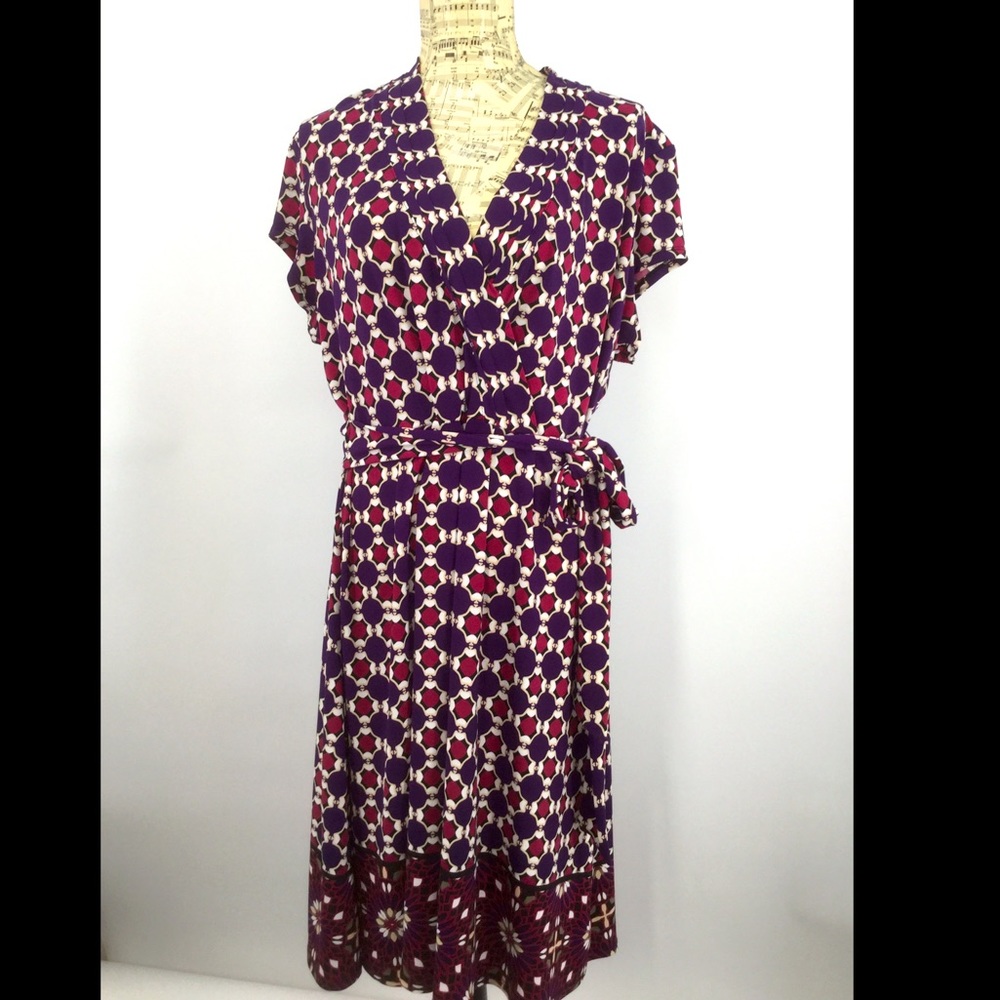 XL Liz Claiborne Multi Color Faux Wrap Dress